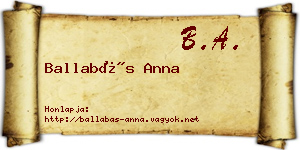 Ballabás Anna névjegykártya