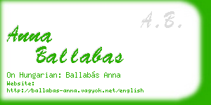 anna ballabas business card